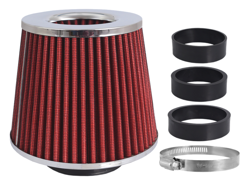 Filtr vzduchový UNI 155x130x120mm, červený/chrom, adaptér 60,63,70mm, 86004