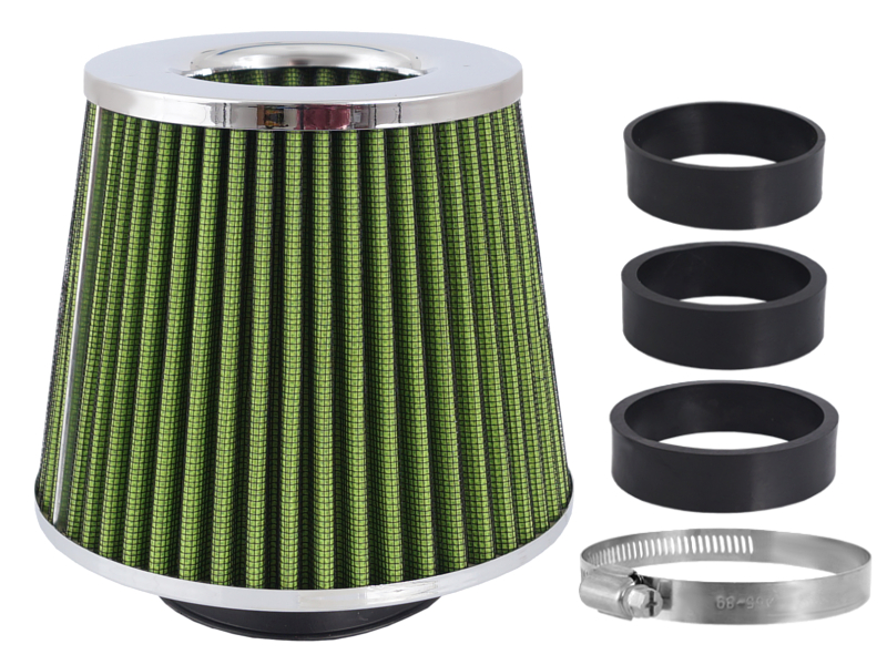 Filtr vzduchový UNI 155x130x120mm, zelený/chrom, adaptér 60,63,70mm, 86008