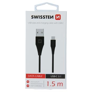 Kabel USB-C 3.1 + USB, 1,5 m  (7mm), SWISSTEN černý, 46018