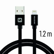 Kabel textile USB/Lightning SWISSTEN, černý, 45563
