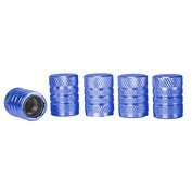 Čepičky ventilků, hliníková se závitovou plastovou vložkou, 5 ks, modré, 63478BL