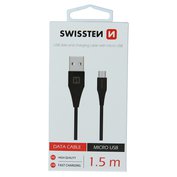 Kabel Micro USB + USB, 1,5 m, SWISSTEN, černý (6,5mm), 46013